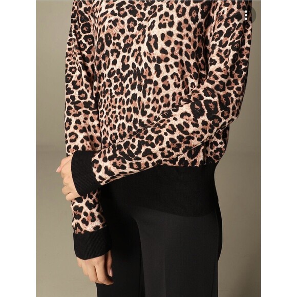 Inc International Concepts Size S Brown Leopard Sweater Shirt Long Sleeve hgd - Picture 1 of 8